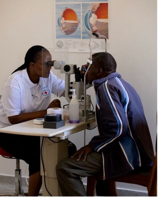 Examination at a slit lamp in the clinic